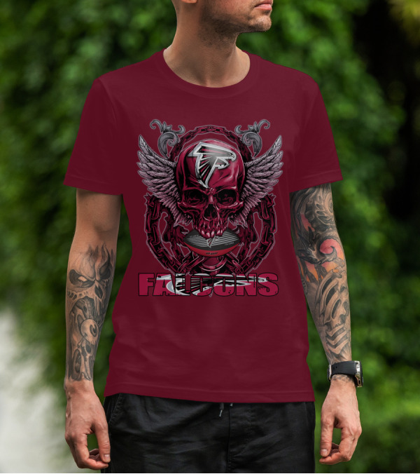Skullfb Atlanta Falcons Winged Skull T-Shirt