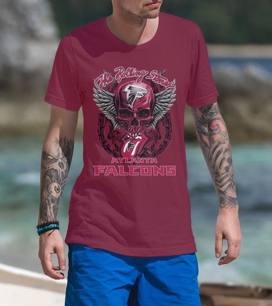 Rolling Stones Atlanta Falcons Skull And Wings T-Shirt