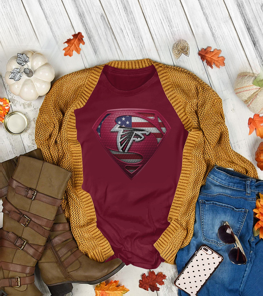 Spm Atlanta Falcons American Flag Superman T-Shirt