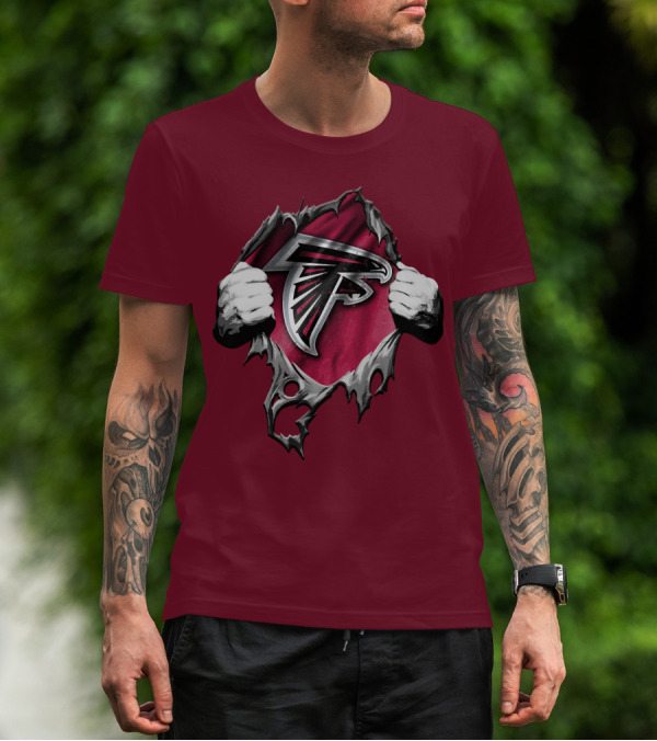 Atlanta Falcons Ripped Logo Inside Torn T-Shirt