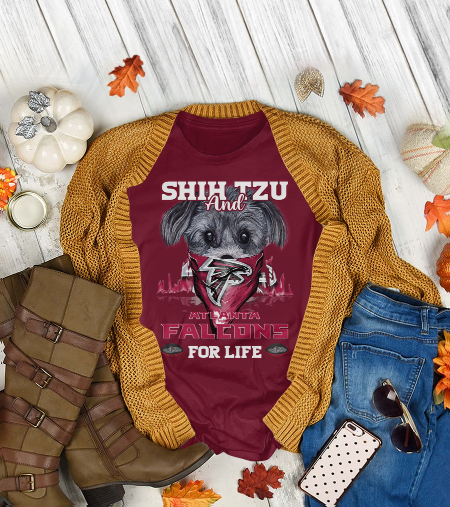 Shih Tzu And Atlanta Falcons For Life T-Shirt