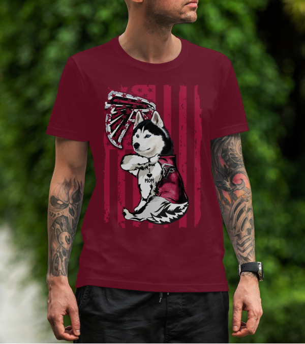 Siberian Husky I Love Mom Atlanta Falcons T-Shirt