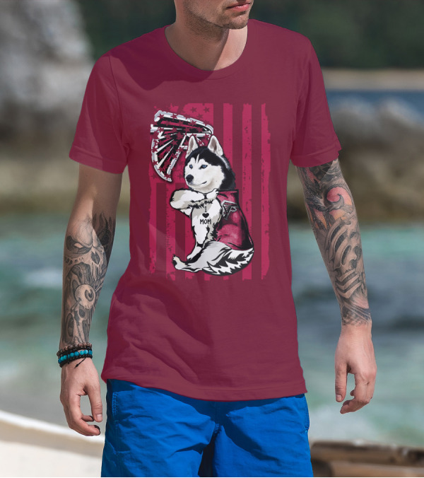 Siberian Husky I Love Mom Atlanta Falcons T-Shirt