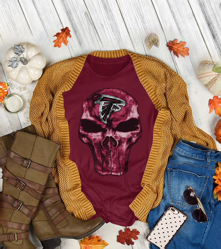 Skull Atlanta Falcons Logo Emblem T-Shirt