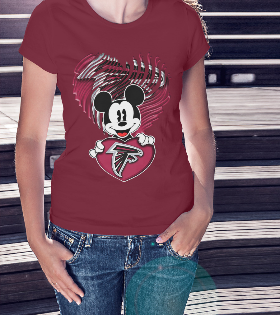 Mick Holding Atlanta Falcons Heart With Falcons Logo And Stylized T-Shirt