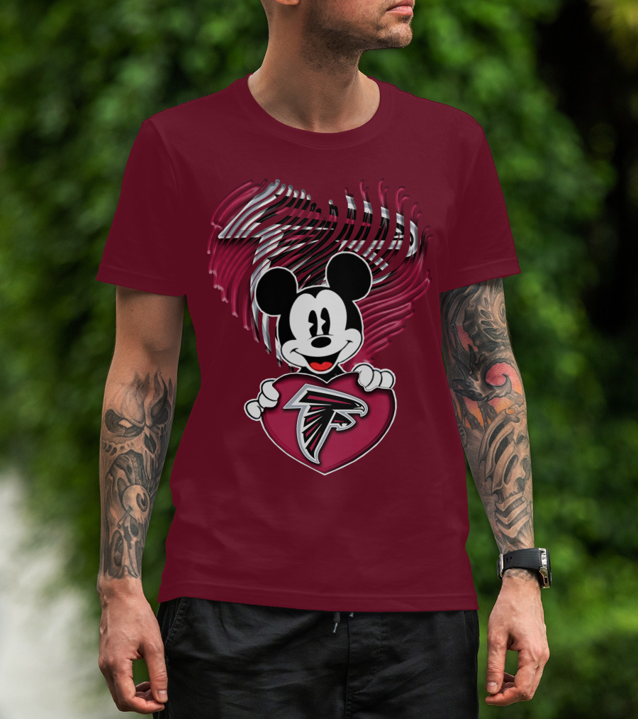 Mick Holding Atlanta Falcons Heart With Falcons Logo And Stylized T-Shirt
