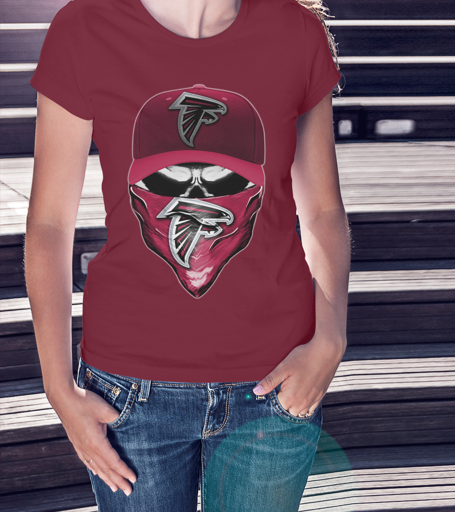 Atlanta Falcons Skull Bandana Hat T-Shirt