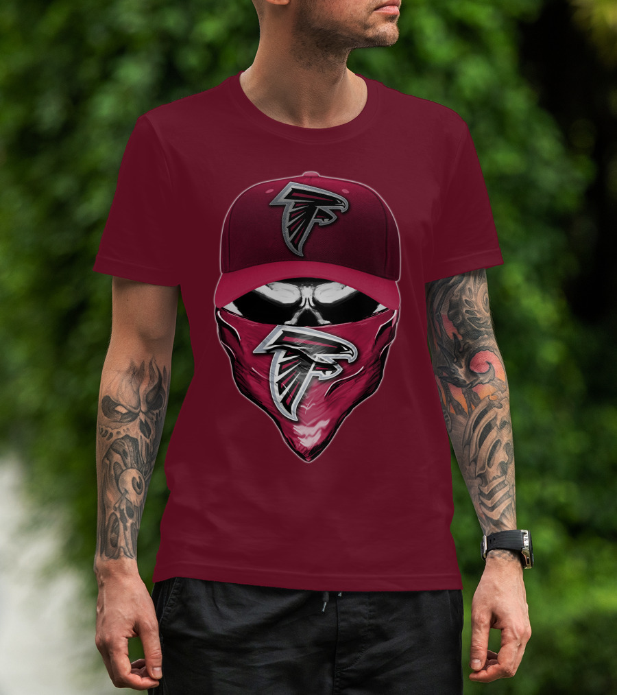 Atlanta Falcons Skull Bandana Hat T-Shirt
