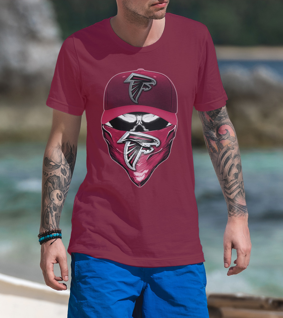 Atlanta Falcons Skull Bandana Hat T-Shirt