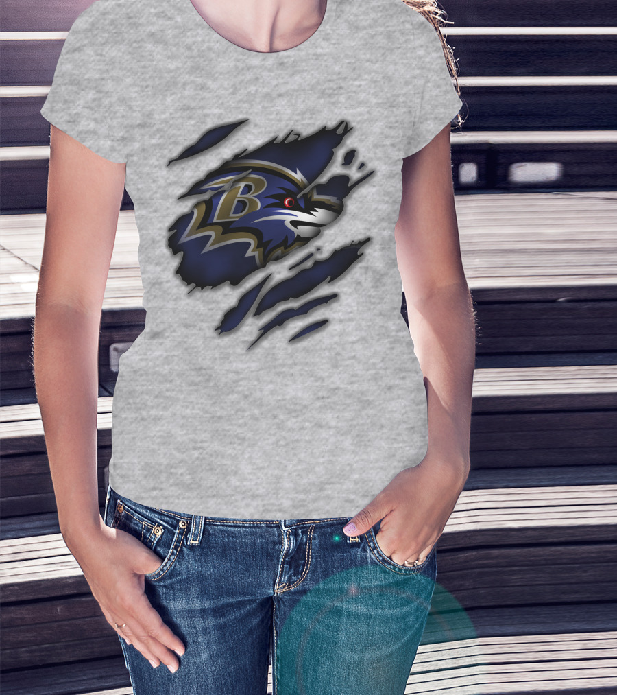 Baltimore Ravens Fierce Logo Claw Marks T-Shirt