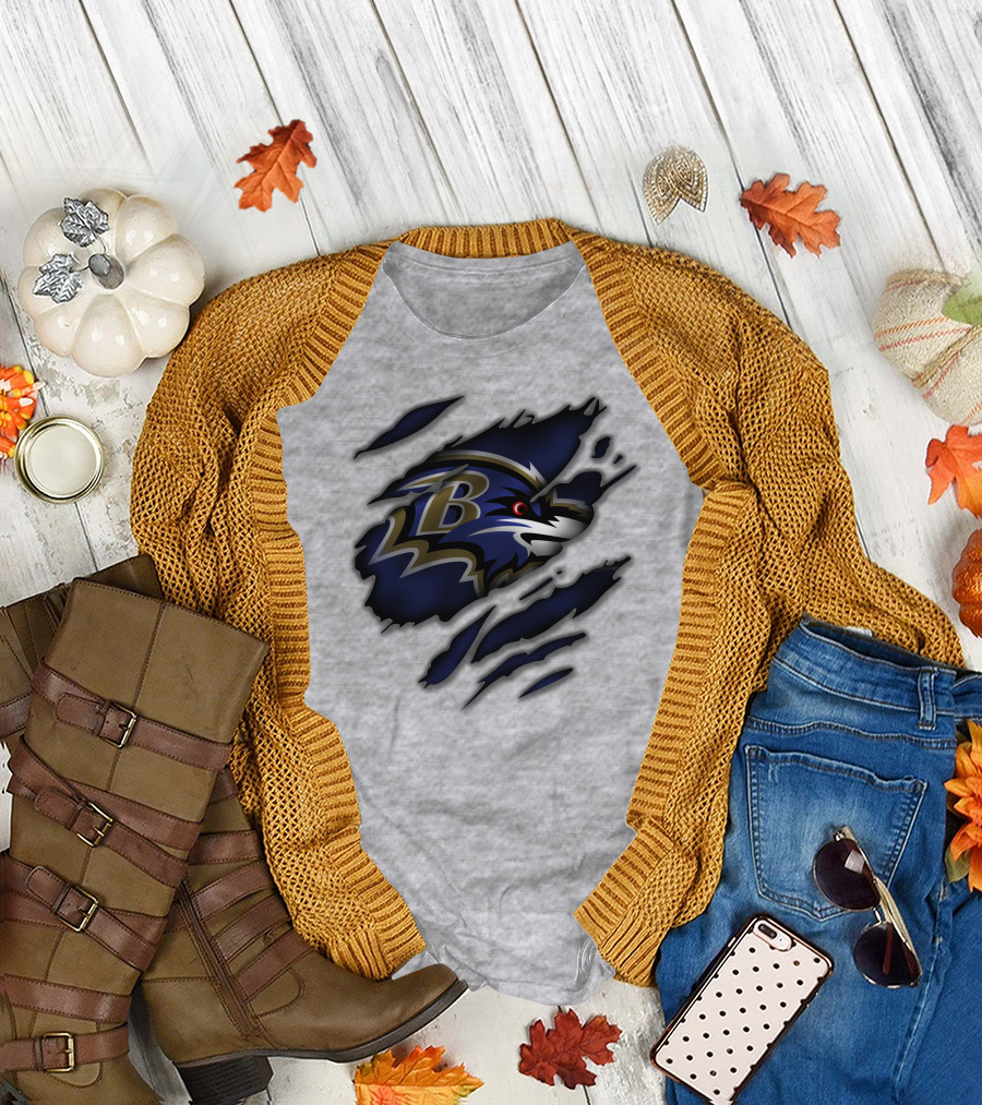 Baltimore Ravens Fierce Logo Claw Marks T-Shirt