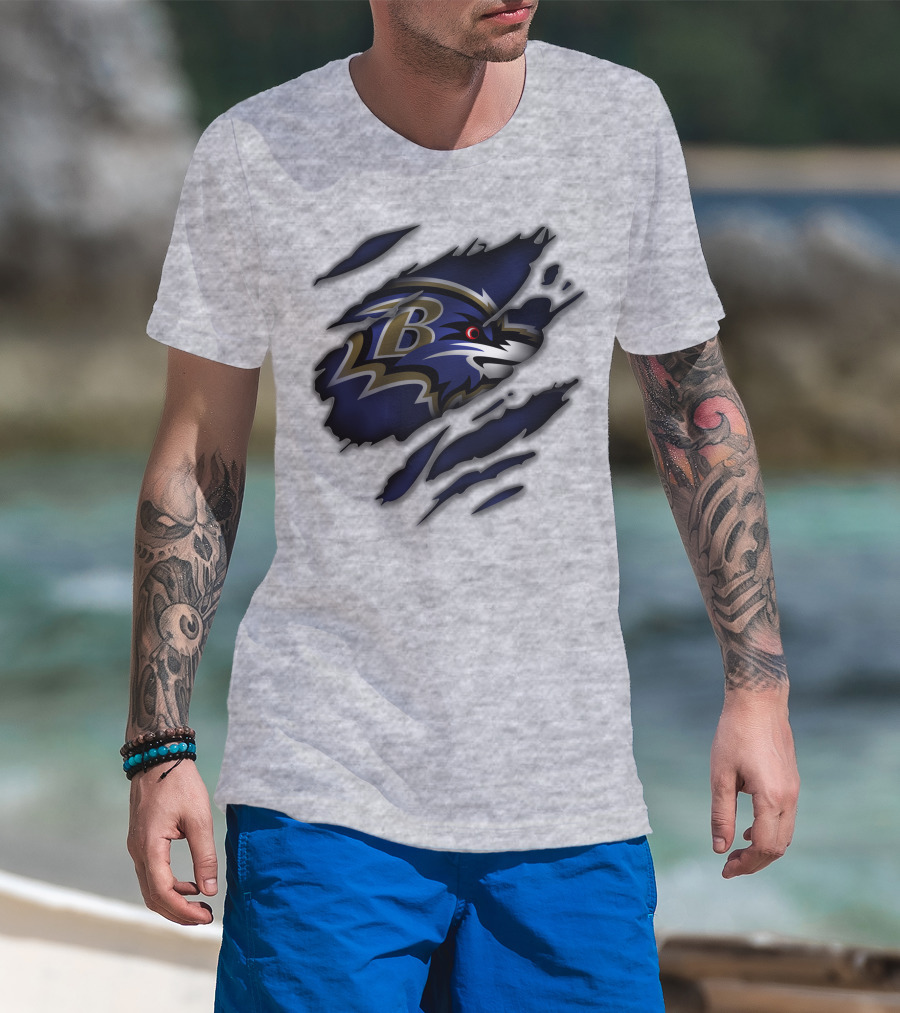 Baltimore Ravens Fierce Logo Claw Marks T-Shirt
