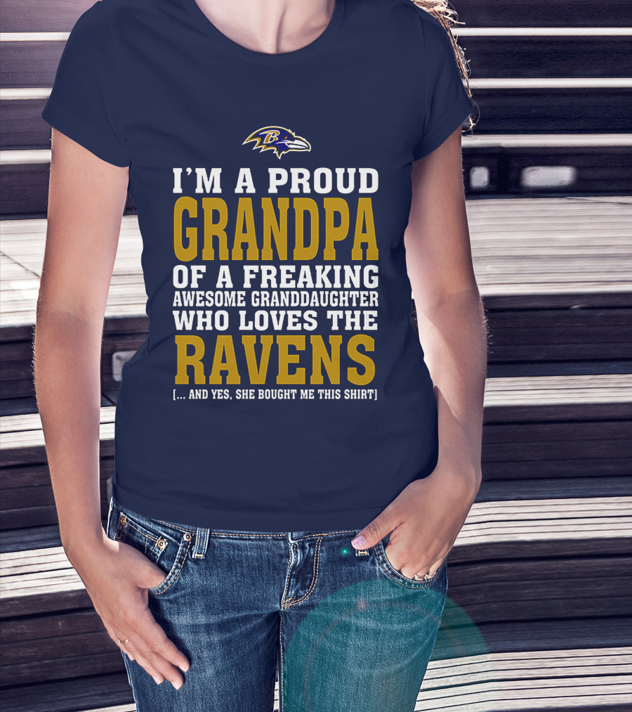 Baltimore Ravens Proud Grandpa Of Awesome Granddaughter Who Loves The Ravens T-Shirt