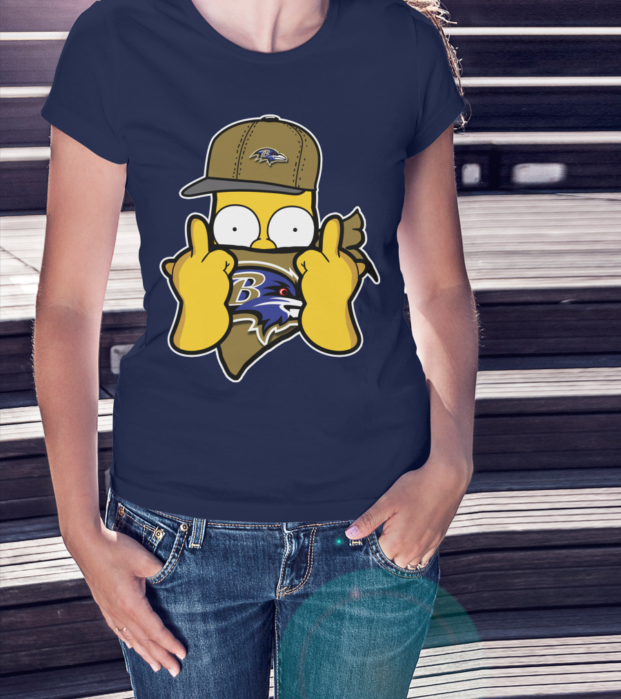 Baltimore Ravens Homer Simpson Parody Nfl Logo T-Shirt