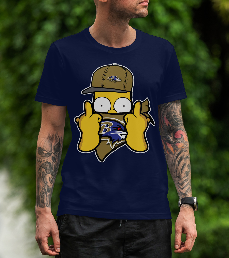 Baltimore Ravens Homer Simpson Parody Nfl Logo T-Shirt