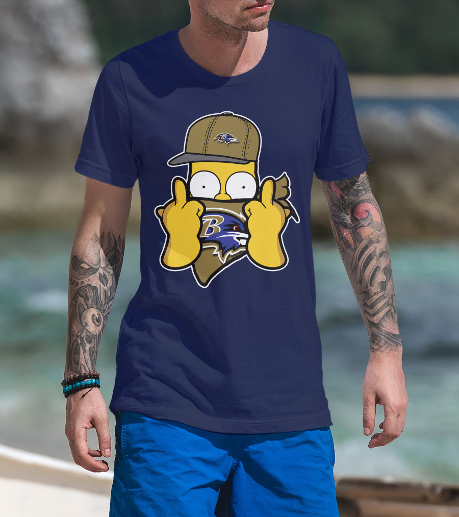 Baltimore Ravens Homer Simpson Parody Nfl Logo T-Shirt