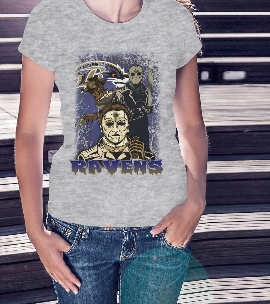 Baltimore Ravens Horror Movie Crossover 35 T-Shirt