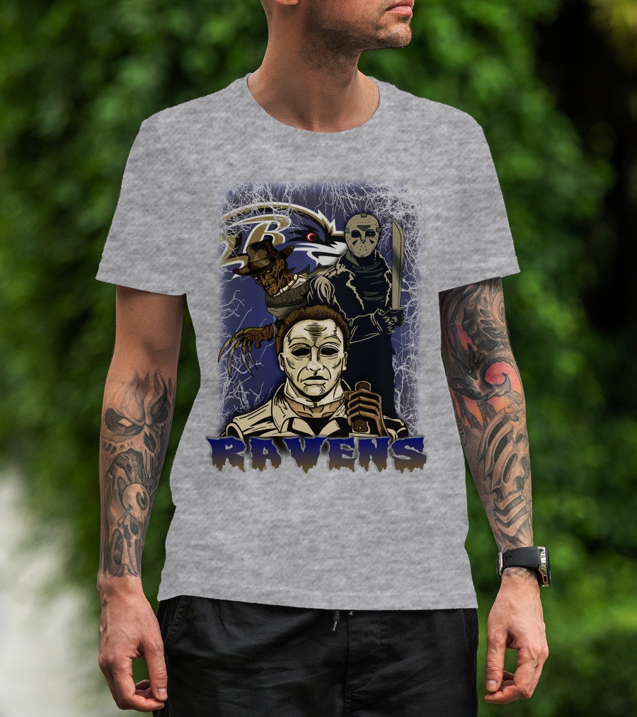 Baltimore Ravens Horror Movie Crossover 35 T-Shirt