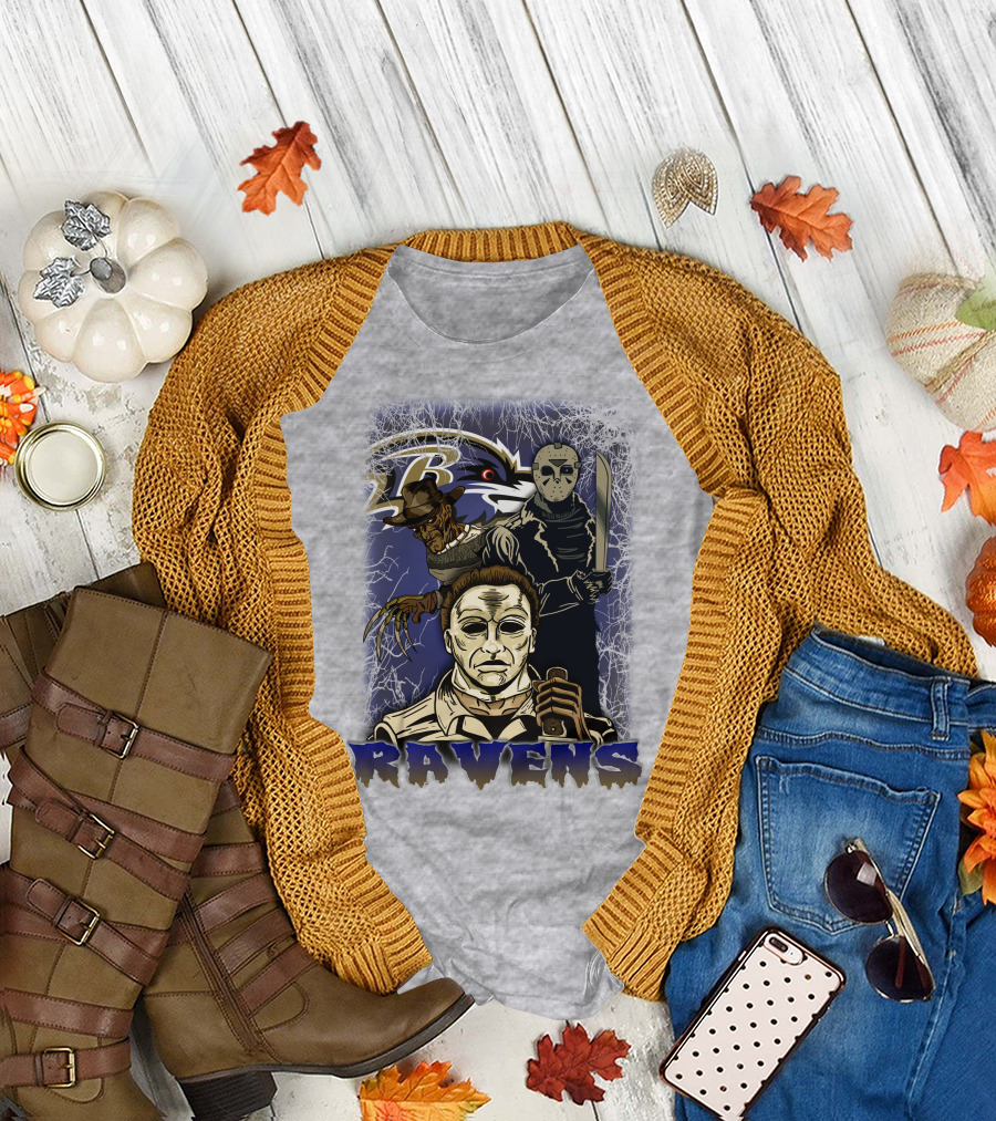 Baltimore Ravens Horror Movie Crossover 35 T-Shirt
