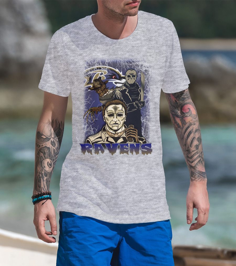 Baltimore Ravens Horror Movie Crossover 35 T-Shirt