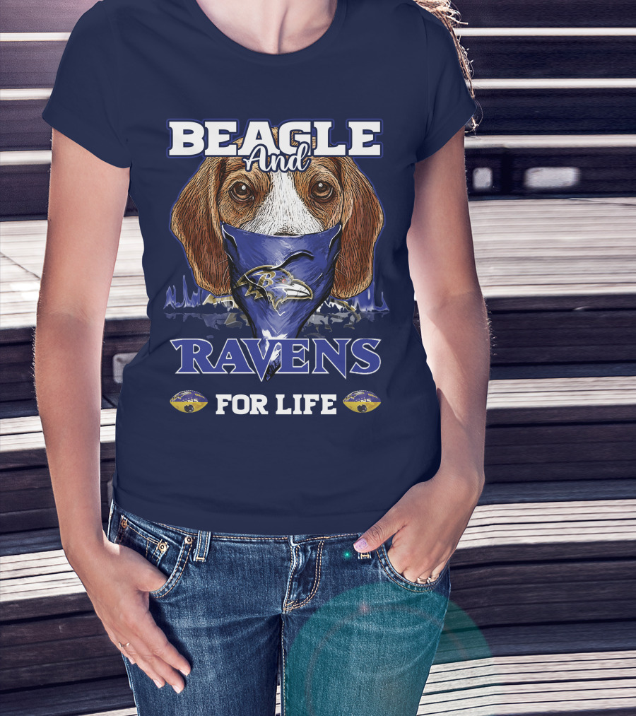 Beagle And Ravens For Life Baltimore Ravens T-Shirt
