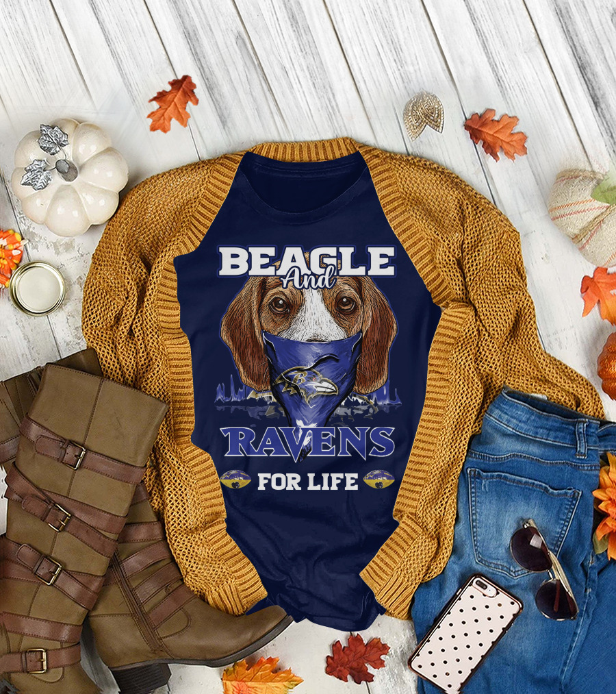 Beagle And Ravens For Life Baltimore Ravens T-Shirt