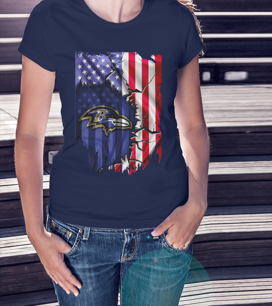 Baltimore Ravens American Flag T-Shirt
