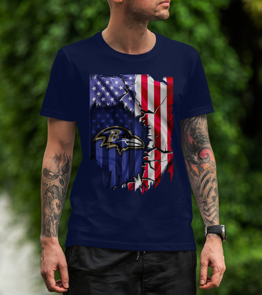 Baltimore Ravens American Flag T-Shirt
