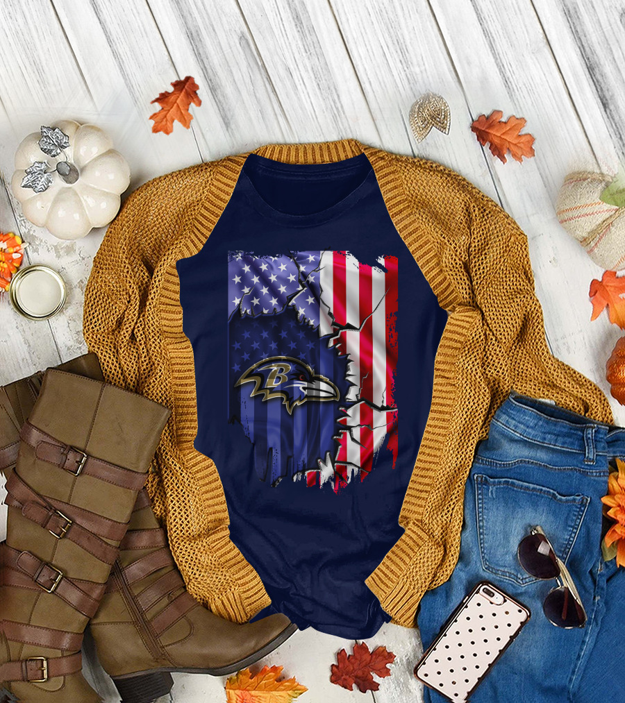 Baltimore Ravens American Flag T-Shirt