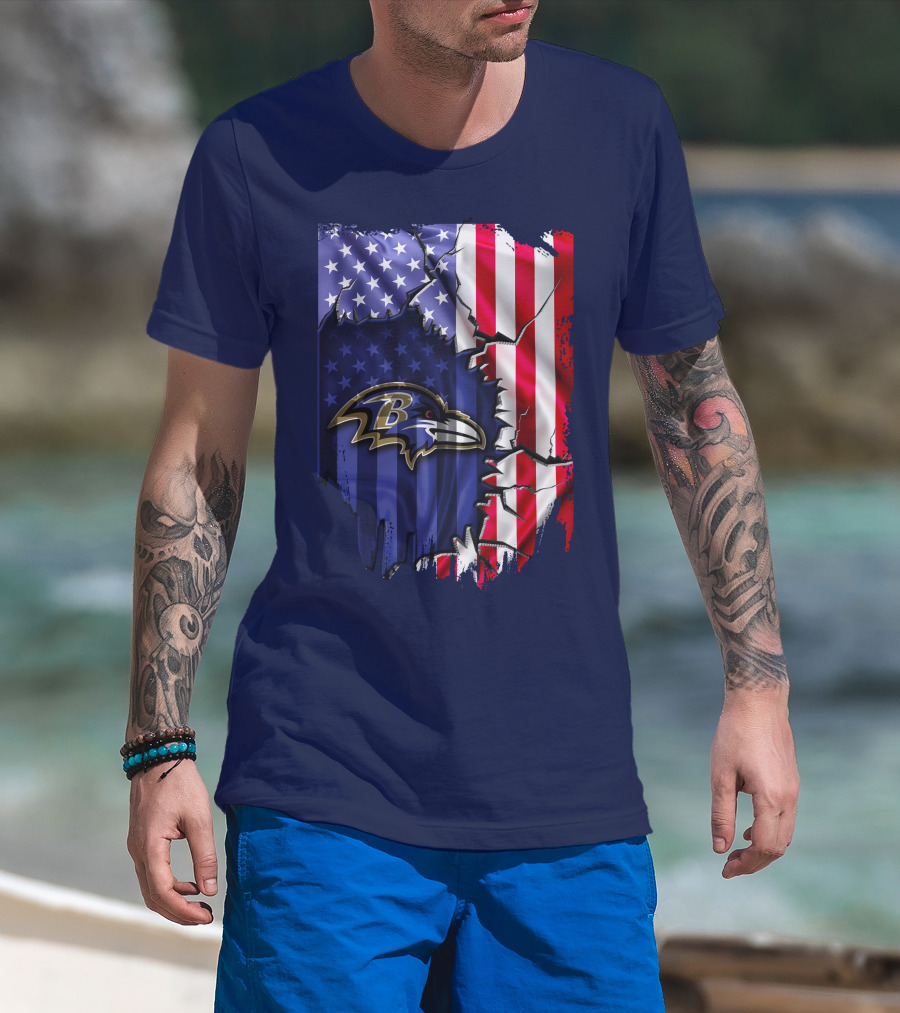Baltimore Ravens American Flag T-Shirt