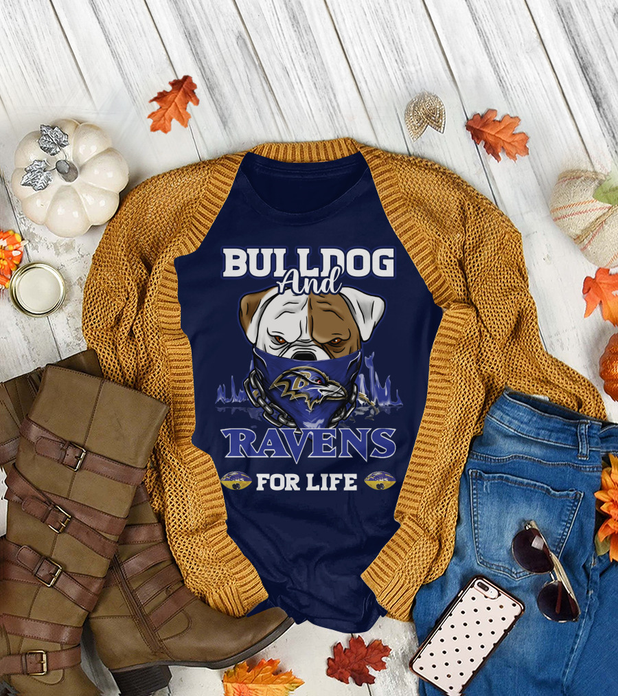 Bulldog and Ravens for Life Baltimore Ravens T-Shirt