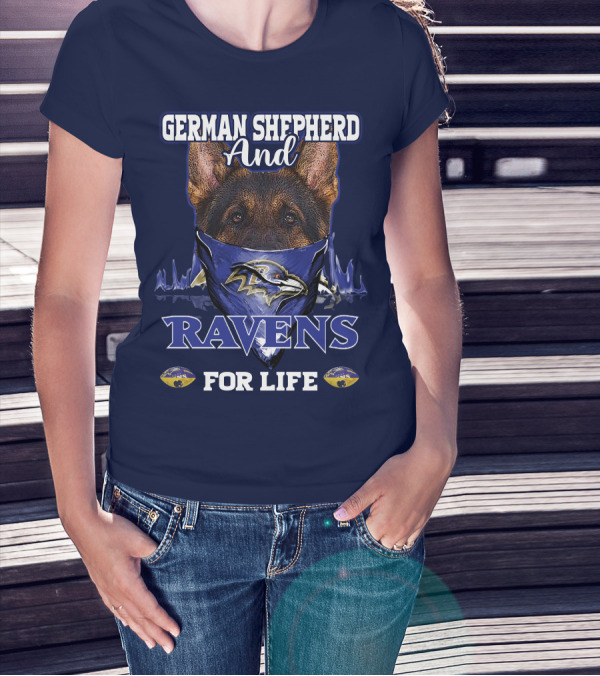 German Shepherd And Ravens For Life Baltimore Ravens T-Shirt