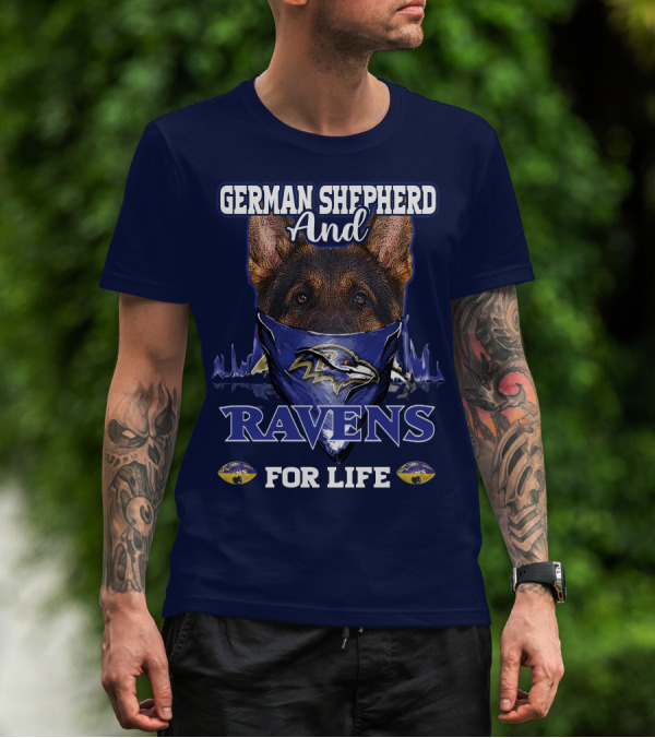 German Shepherd And Ravens For Life Baltimore Ravens T-Shirt