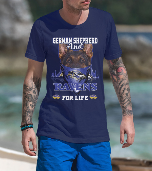 German Shepherd And Ravens For Life Baltimore Ravens T-Shirt
