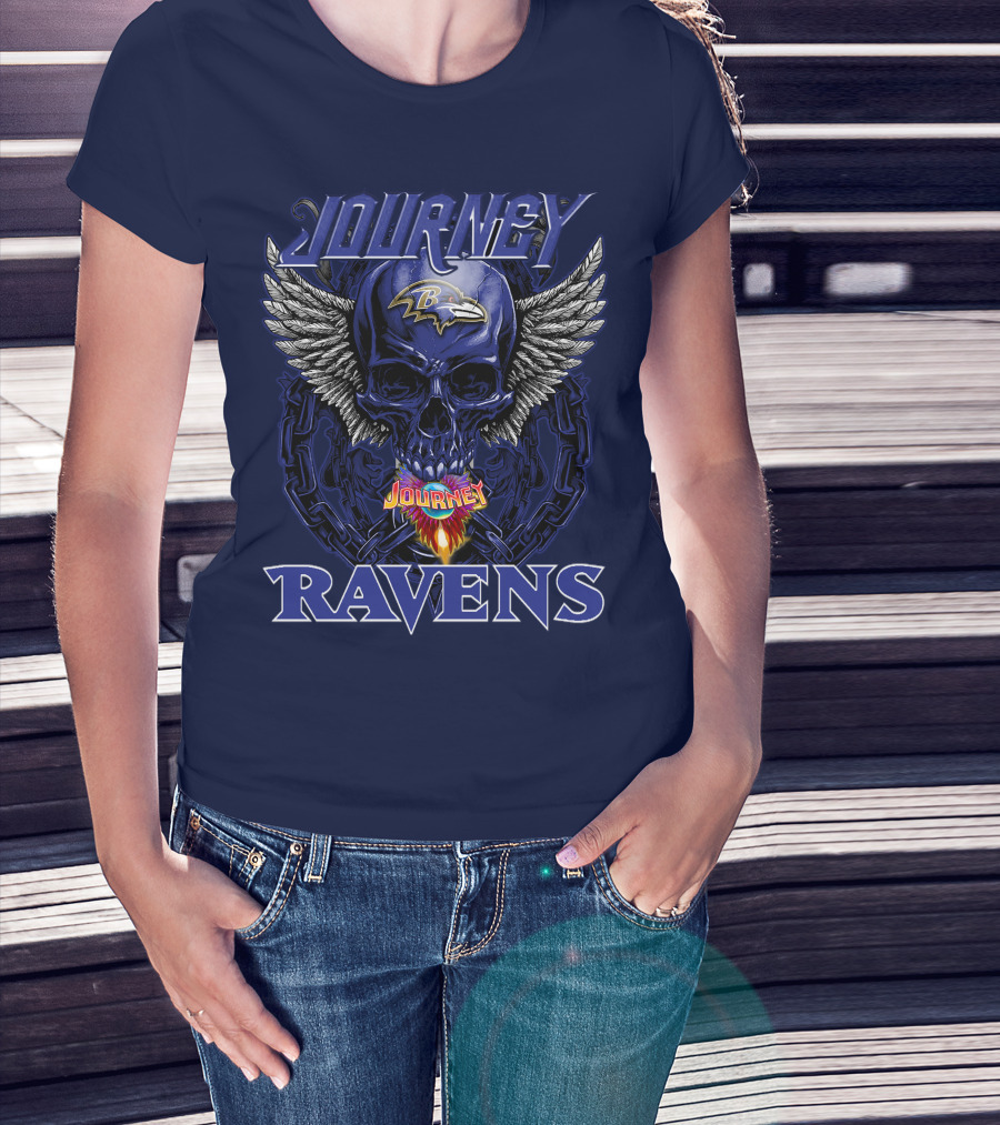 Journey Ravens Winged Skull Baltimore T-Shirt