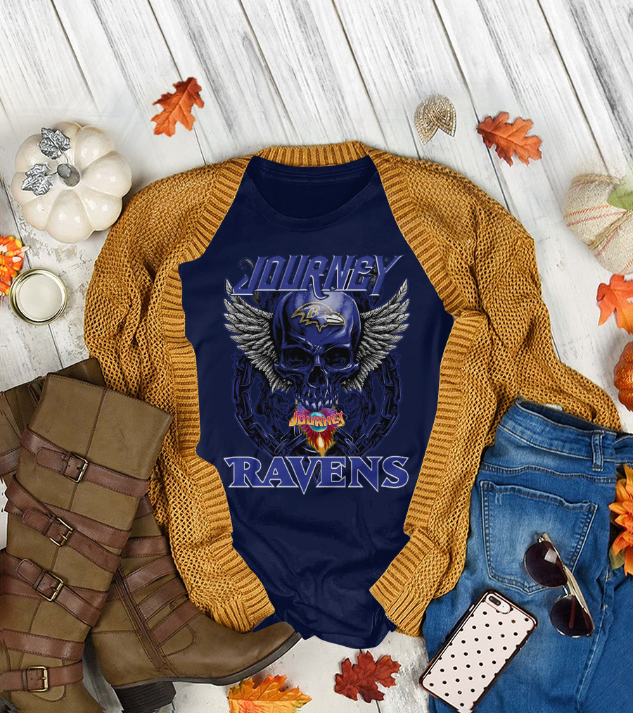 Journey Ravens Winged Skull Baltimore T-Shirt