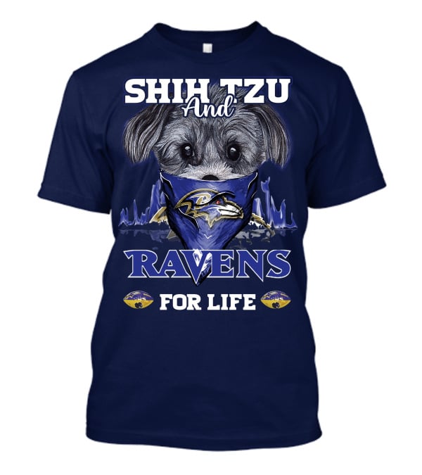 Shih Tzu And Ravens For Life Baltimore Ravens T-Shirt