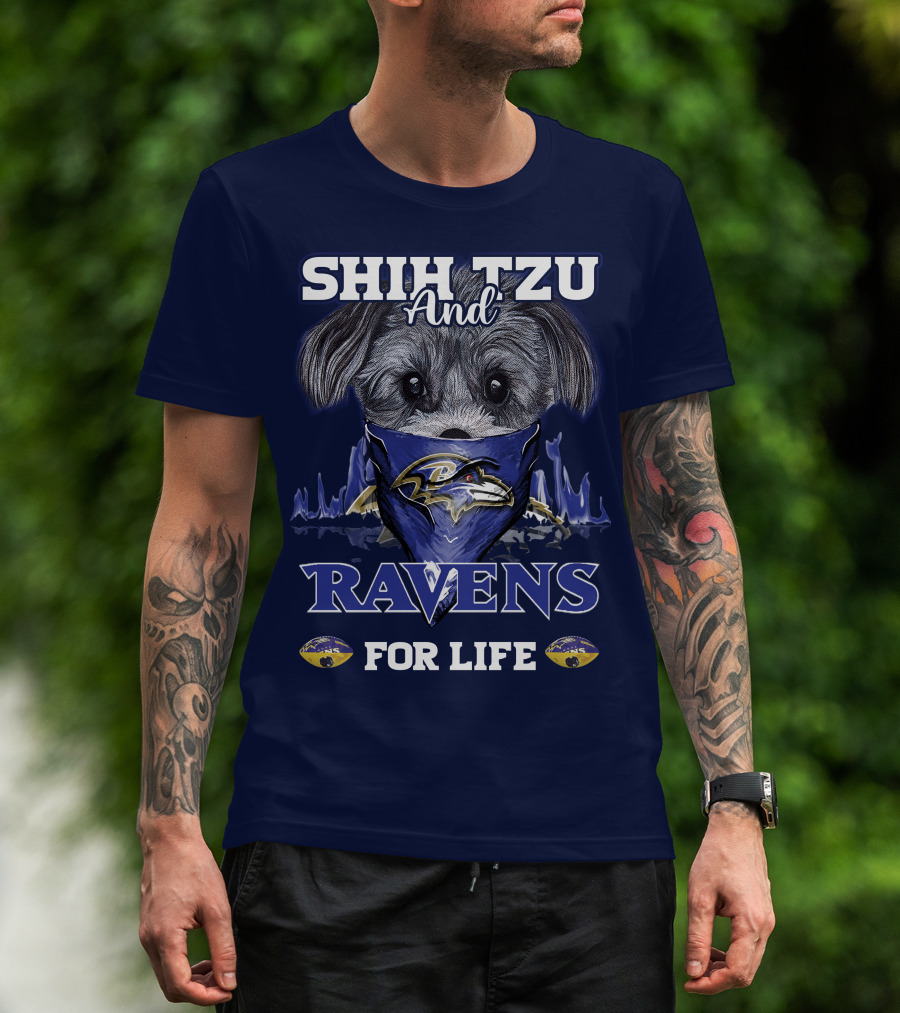 Shih Tzu And Ravens For Life Baltimore Ravens T-Shirt