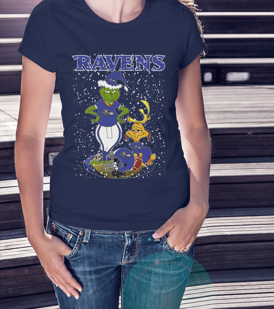 Grinchxmas Baltimore Ravens Football Christmas Ravens T-Shirt