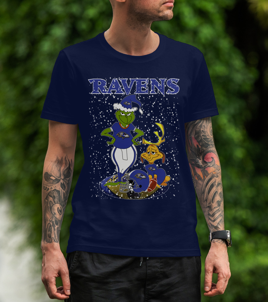 Grinchxmas Baltimore Ravens Football Christmas Ravens T-Shirt