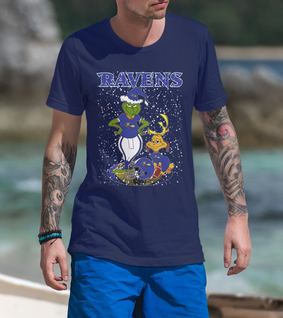 Grinchxmas Baltimore Ravens Football Christmas Ravens T-Shirt