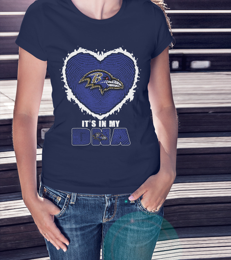 It's In My Dna Baltimore Ravens Heart Fingerprint T-Shirt