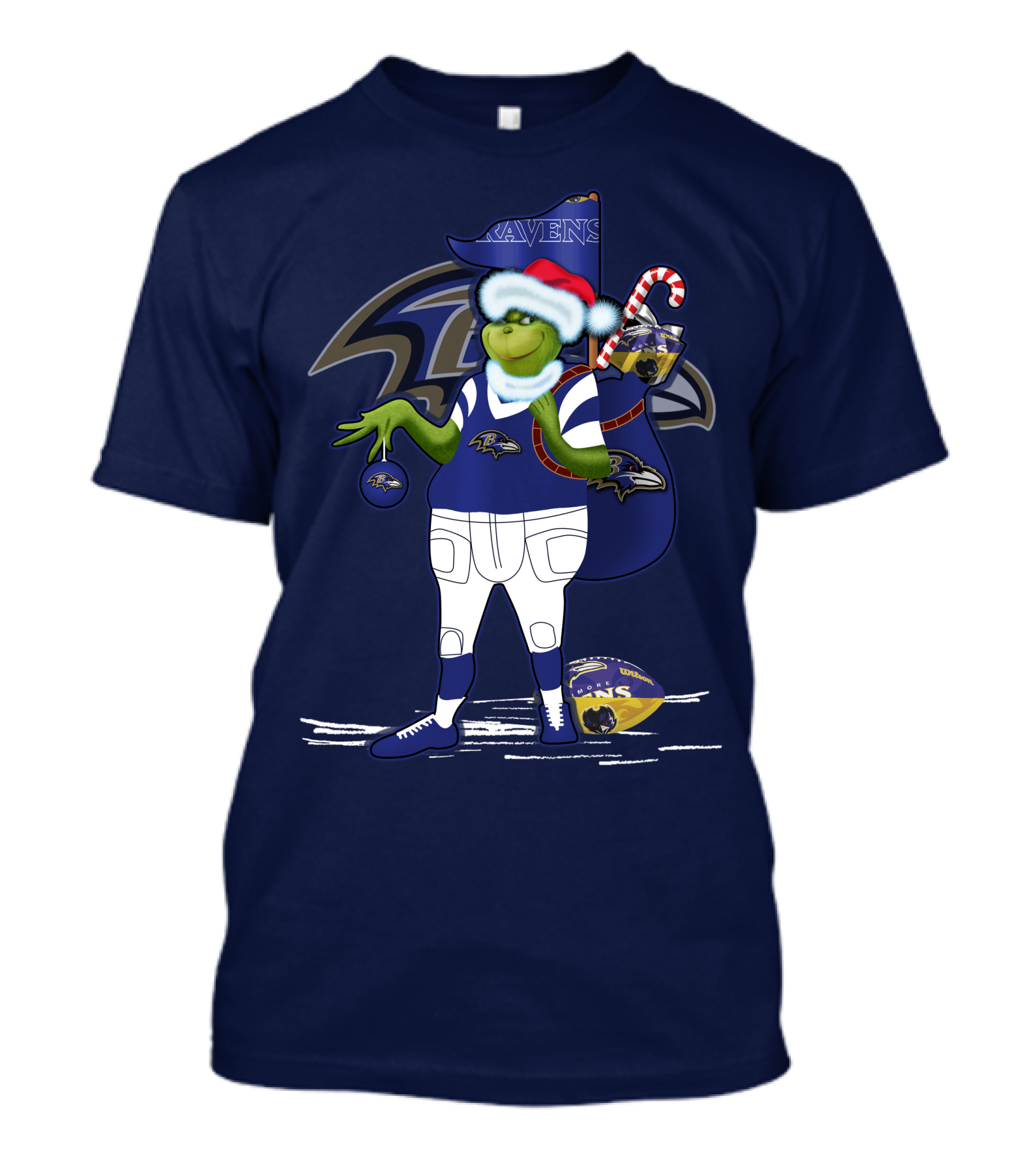 Grinchxmas V1 Baltimore Ravens Dr. Seuss Christmas Football T-Shirt