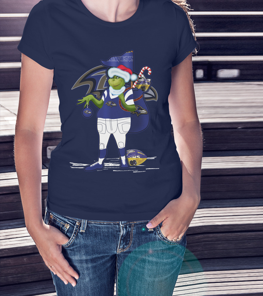 Grinchxmas V1 Baltimore Ravens Dr. Seuss Christmas Football T-Shirt