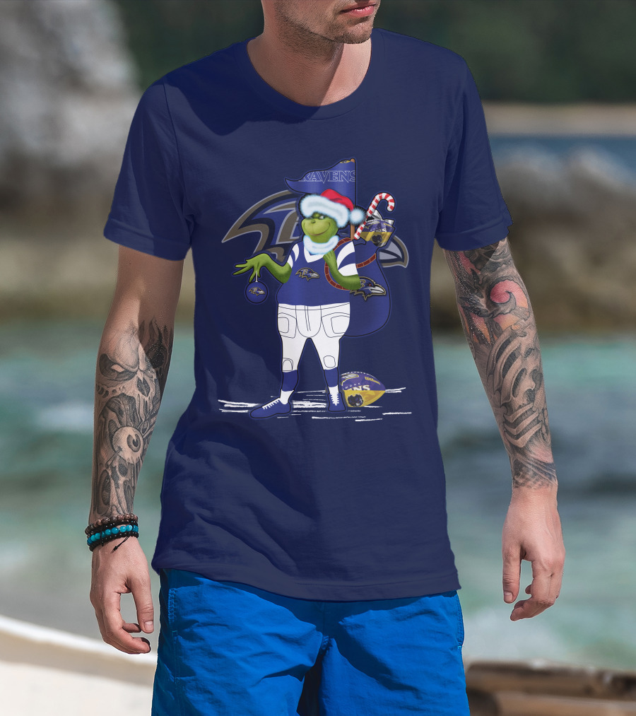 Grinchxmas V1 Baltimore Ravens Dr. Seuss Christmas Football T-Shirt