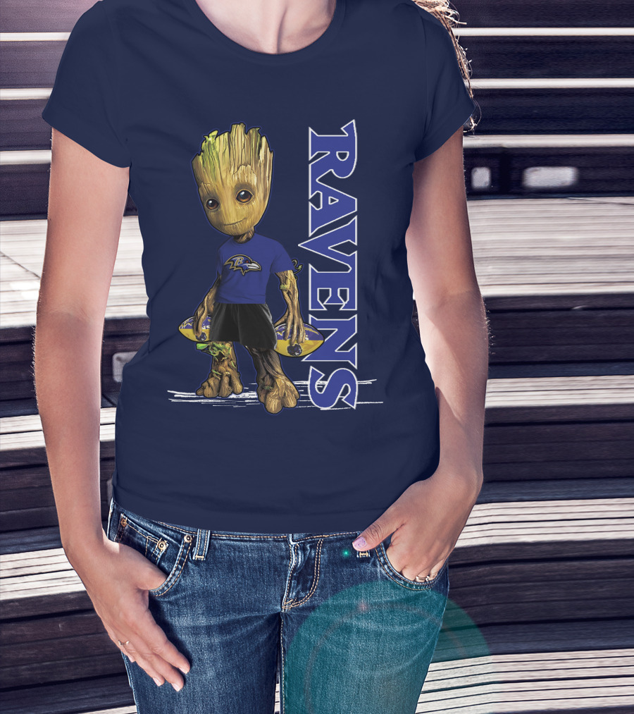 Groot V1 Ravens Nfl Baltimore Team T-Shirt