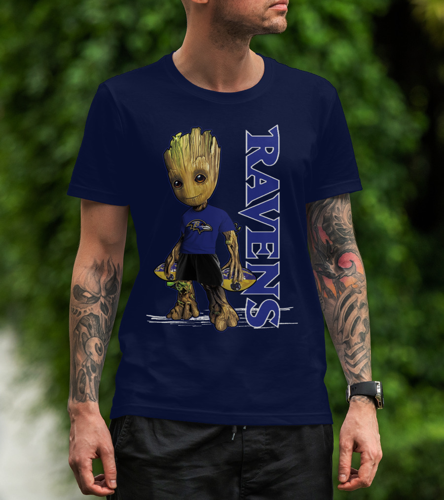 Groot V1 Ravens Nfl Baltimore Team T-Shirt