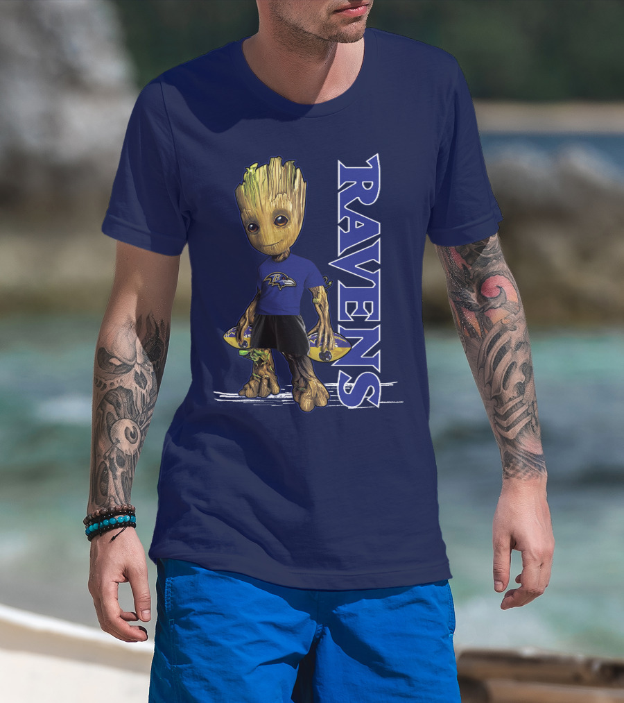 Groot V1 Ravens Nfl Baltimore Team T-Shirt