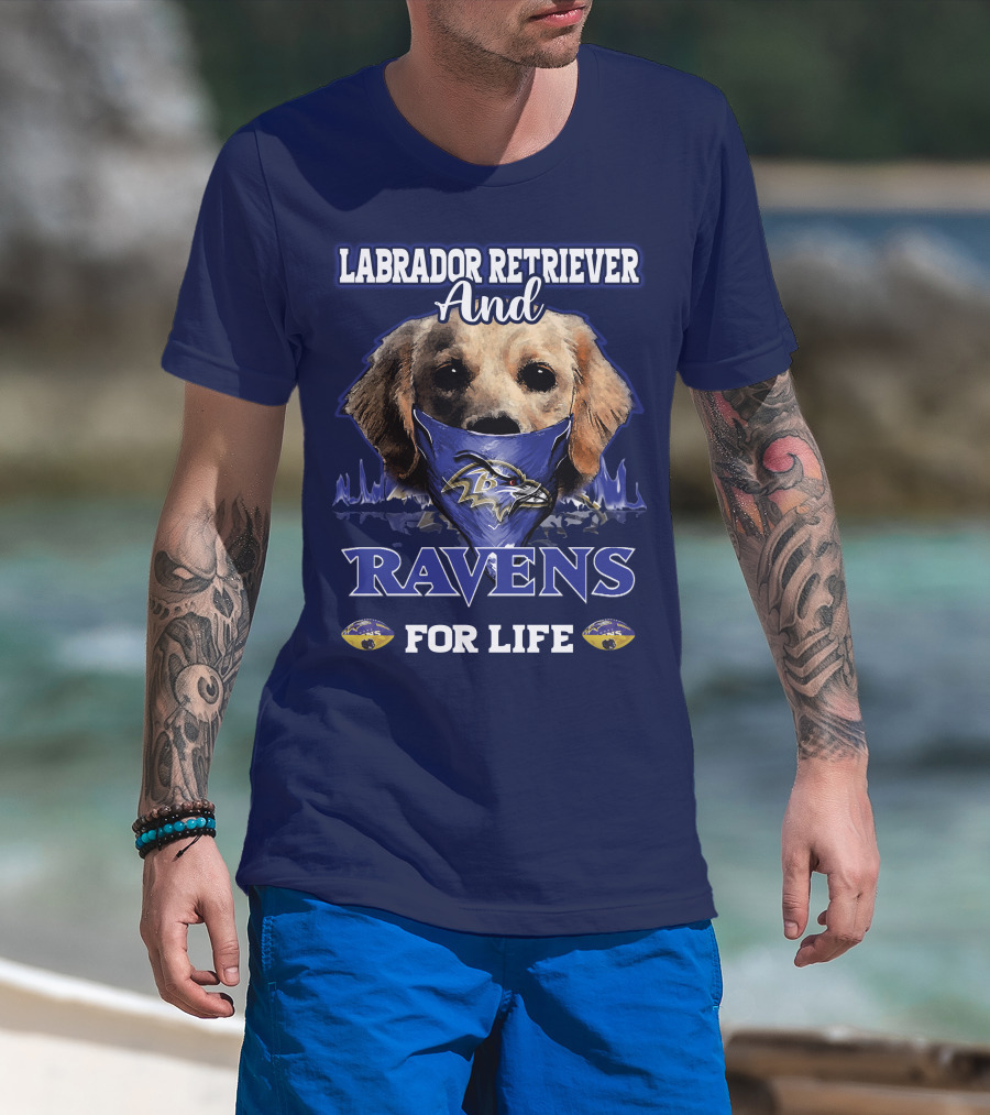 Labrador Retriever And Ravens For Life Baltimore Ravens T-Shirt