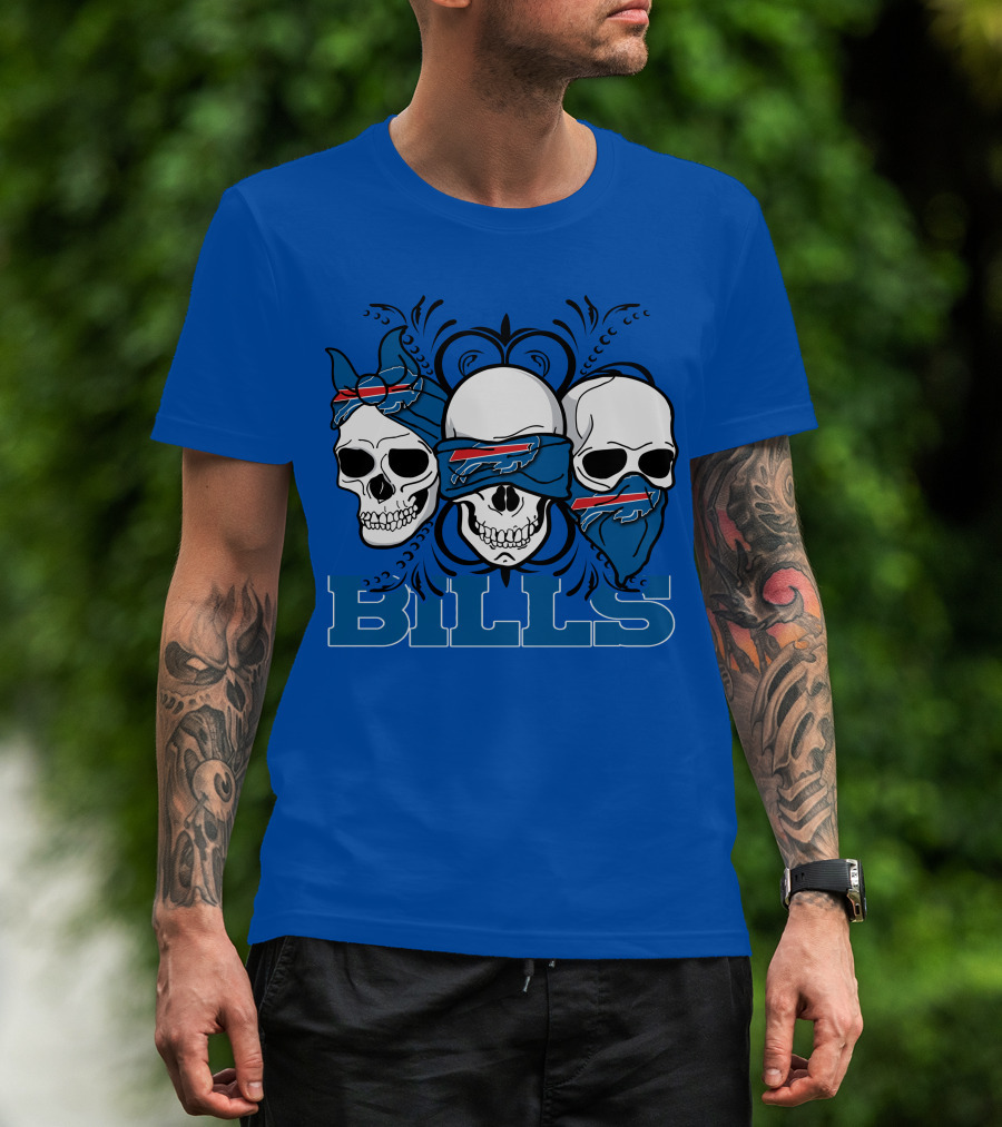 Buffalo Bills Skull Bandana Trio T-Shirt